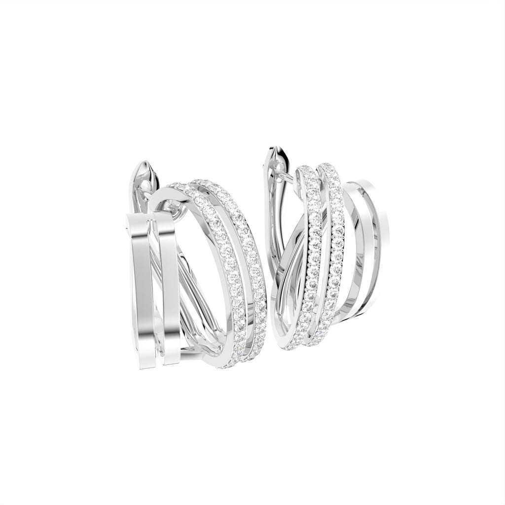 18K Lab Grown Diamond Hoop Earrings — 3D VIEW