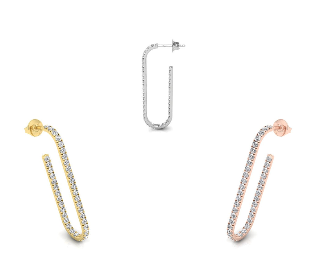 18K Round Drop Bespoke Diamond Earrings — 3 COLOR