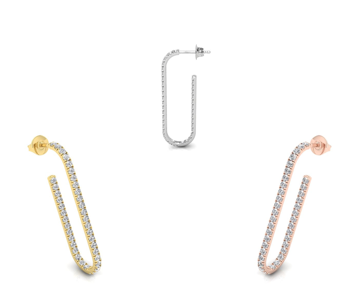 18K Round Drop Bespoke Diamond Earrings — 3 COLOR
