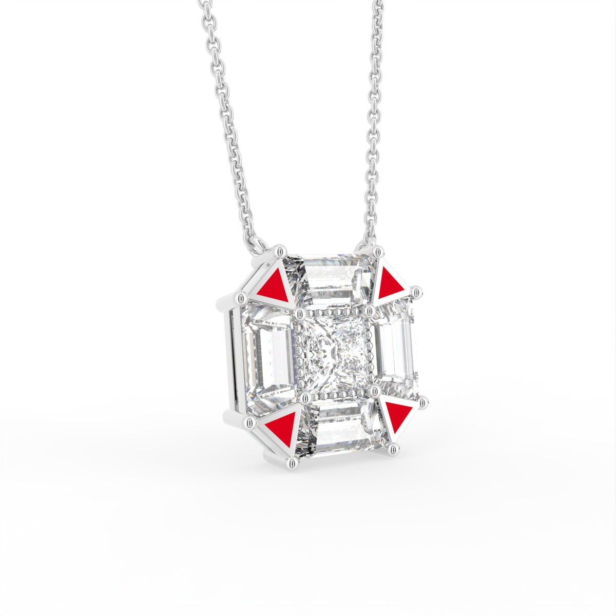 vimg:Z01079|18K Bespoke Princess Diamond Pendant — BACK