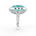 18K Halo Oval Statement Diamond Ring — SIDE