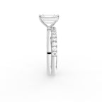 18K Solitaire Emerald Cut Diamond Engagement Ring — SIDE