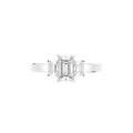 18K White Gold Trilogy Emerald Diamond Ring — TOP