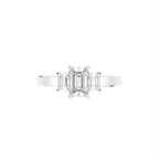 18K White Gold Trilogy Emerald Diamond Ring — TOP
