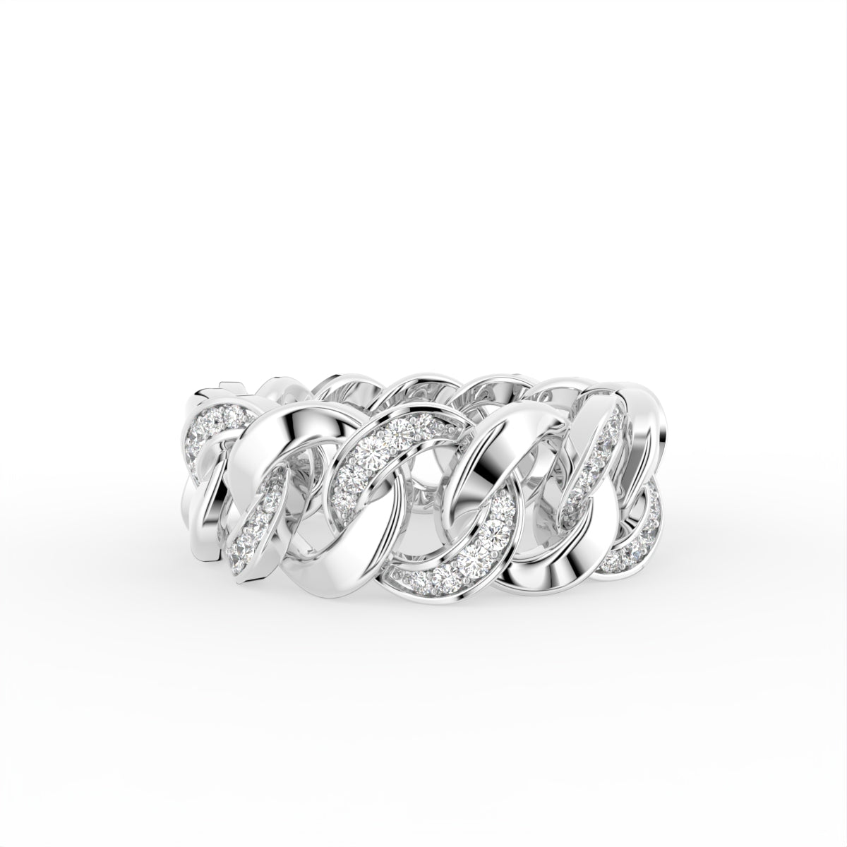 18K Bespoke Chain Link Diamond Ring — TOP