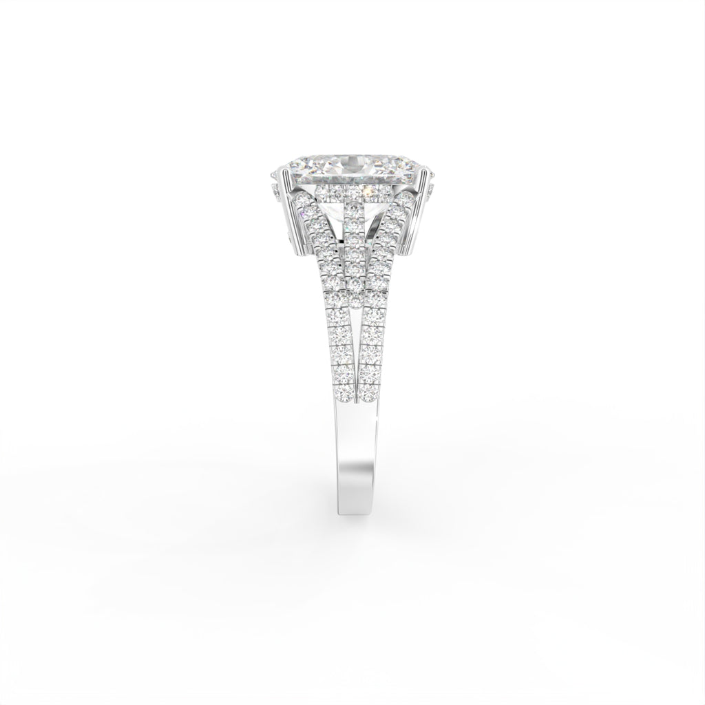 18K White Gold Solitaire Oval Diamond Ring — SIDE