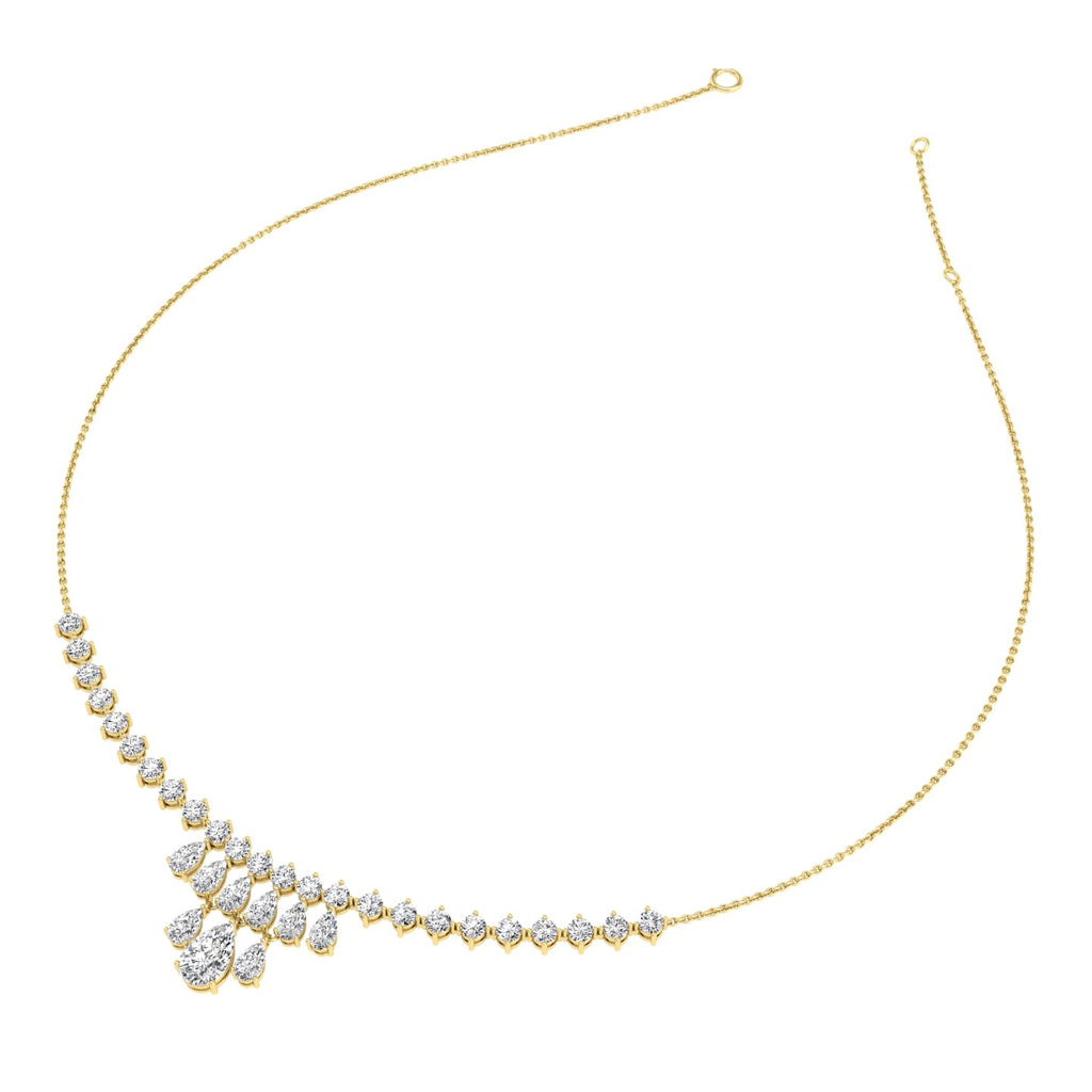 18K Yellow Gold Geometric Diamond Necklace — 3D VIEW