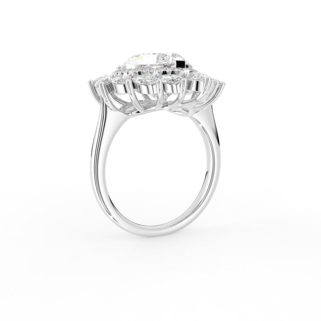18K Halo Heart Diamond Ring — 3D VIEW