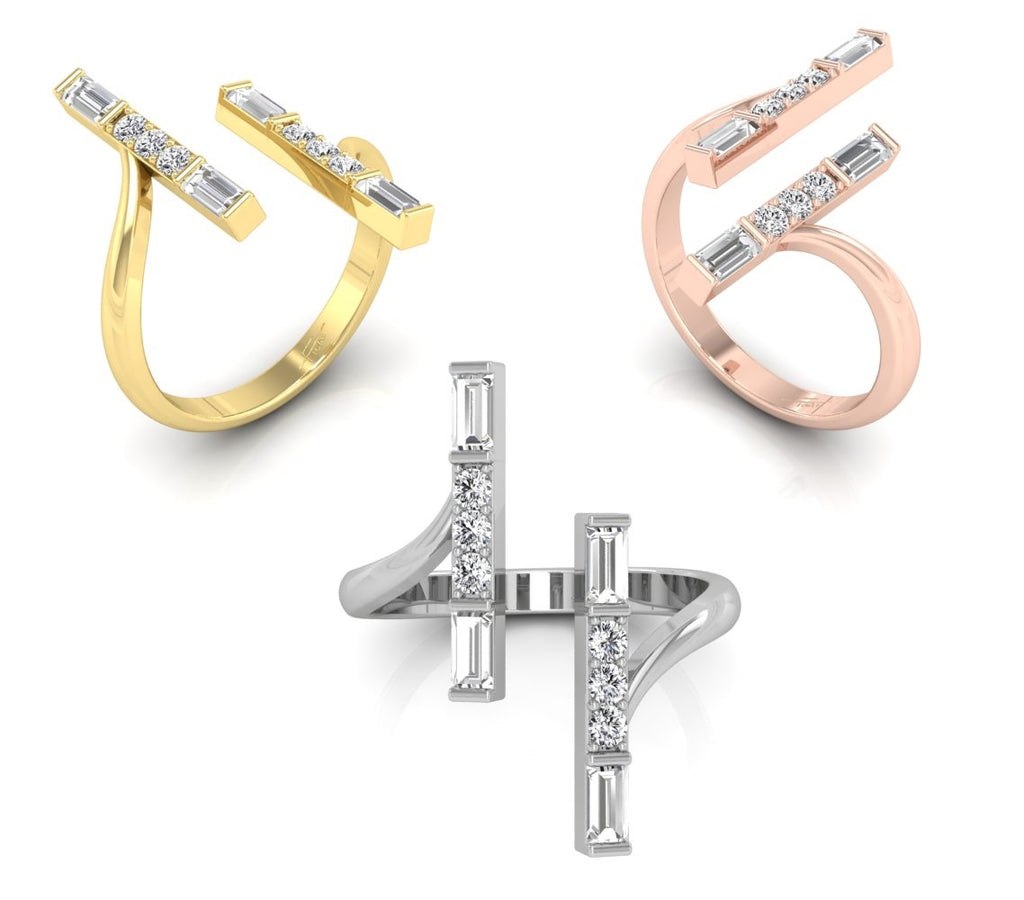 18K Bespoke Baguette Diamond Ring — 3 COLOR