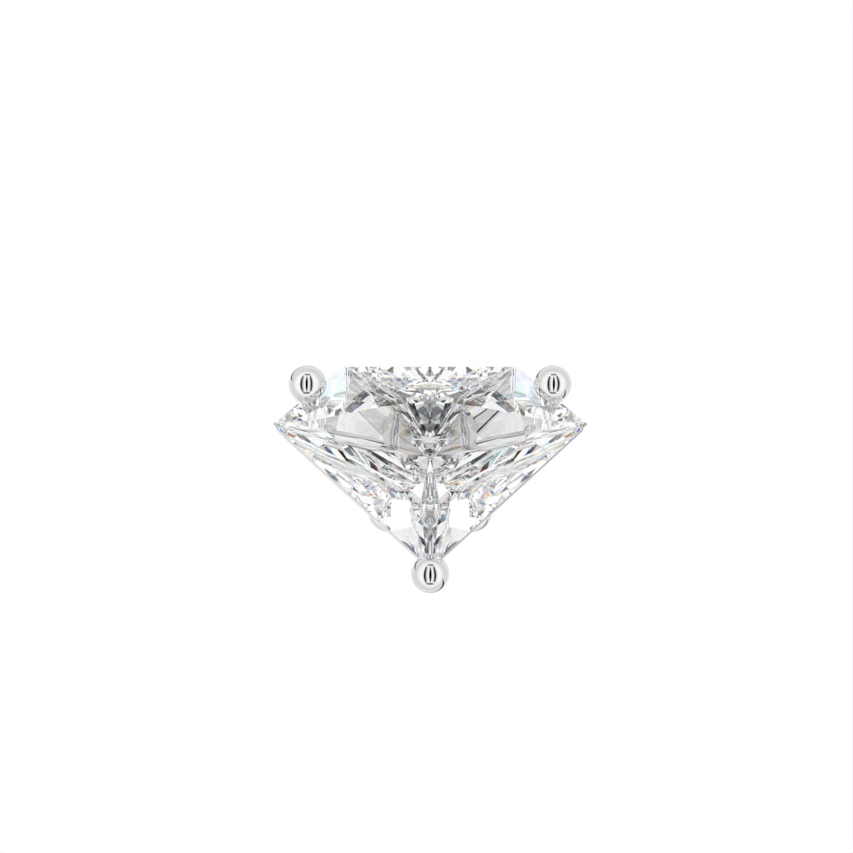 14K White Gold Trillion Diamond Stud Earrings — TOP