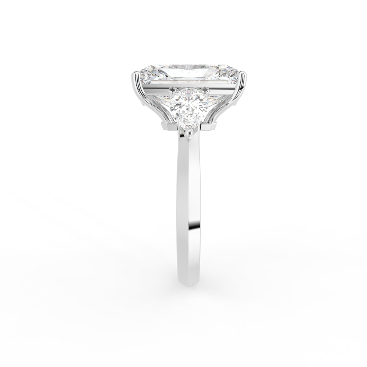 18K Solitaire Radiant Diamond Engagement Ring — SIDE