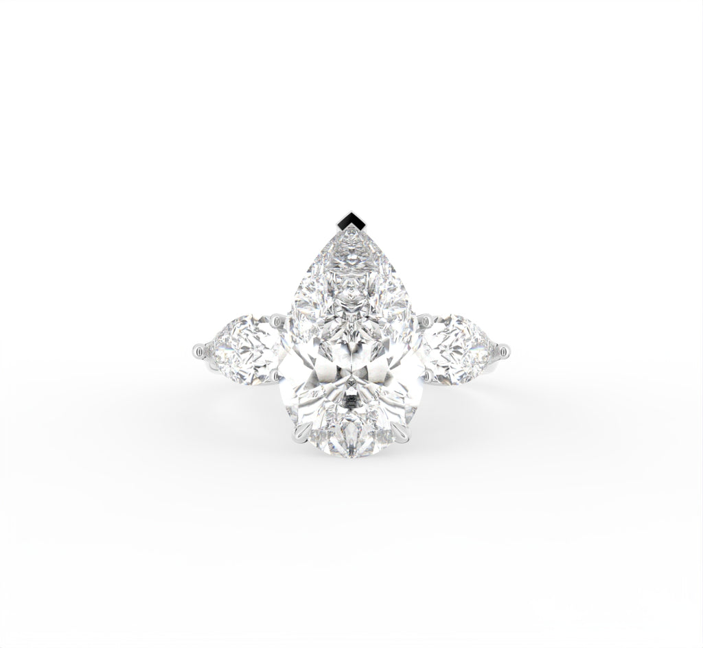 18K Trilogy Pear Diamond Ring — TOP