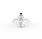 18K Trilogy Pear Diamond Ring — TOP