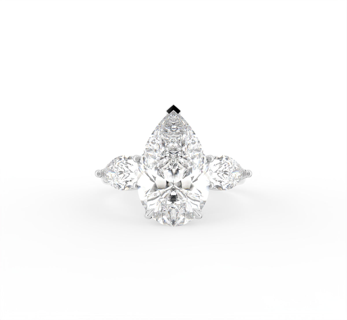 18K Trilogy Pear Diamond Ring — TOP