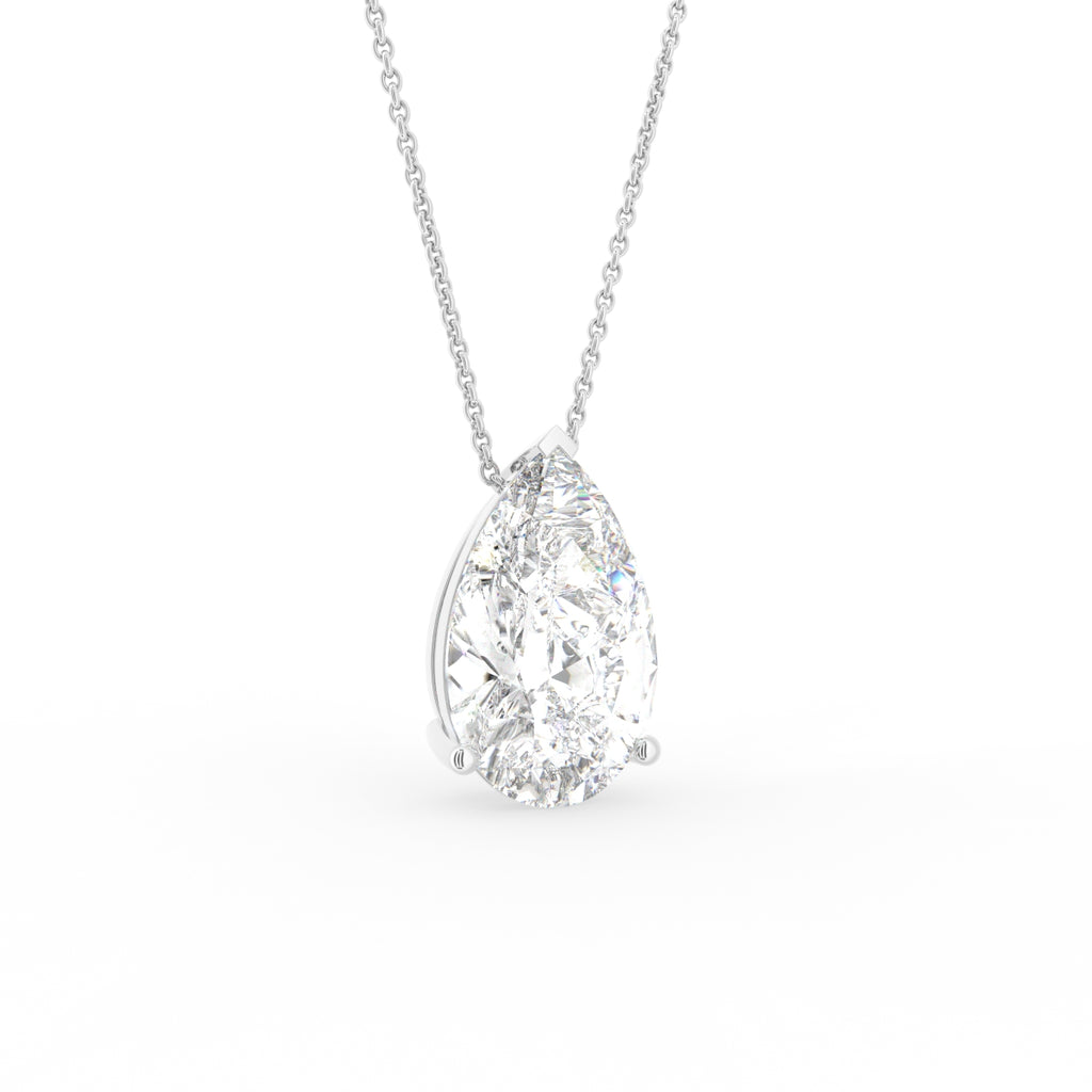 18K Solitaire Pear Diamond Pendant — 3D VIEW
