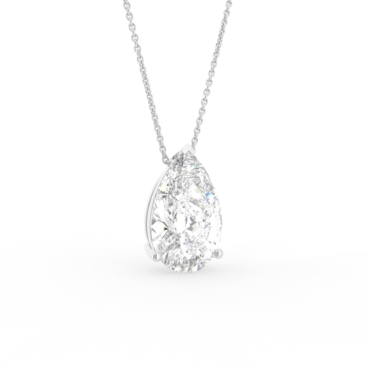 18K Solitaire Pear Diamond Pendant — 3D VIEW