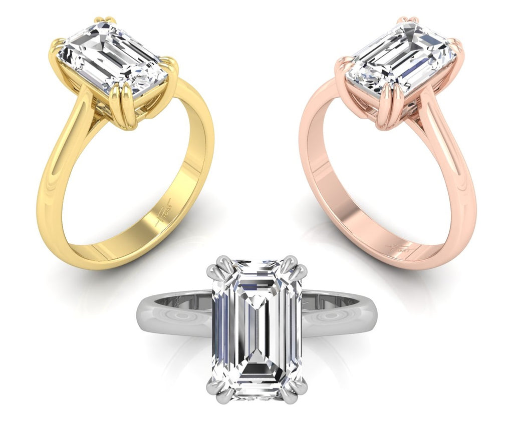 18K Solitaire Diamond Engagement Ring — 3 COLOR