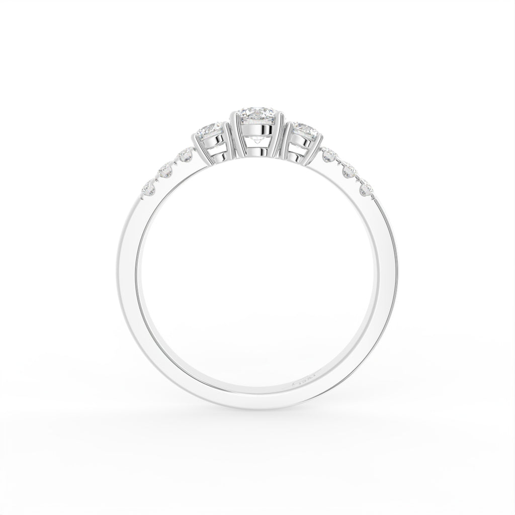 18K Bespoke Round Diamond Trilogy Ring — FRONT