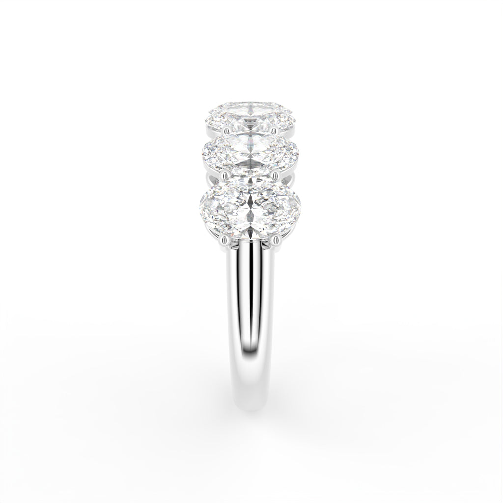 18K Half Eternity Oval Diamond Ring — SIDE