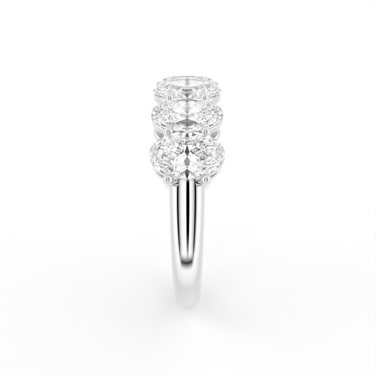 18K Half Eternity Oval Diamond Ring — SIDE