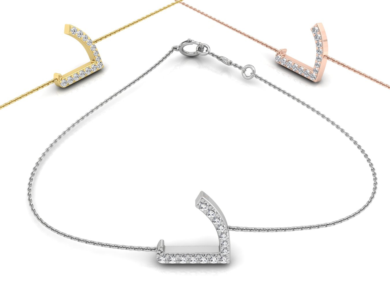 18K Arabic Alphabet Diamond Bracelet — 3 COLOR