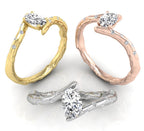 18K White Gold Solitaire Oval Diamond Ring — 3 COLOR