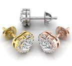 18K Heart Halo Diamond Earrings — 3 COLOR