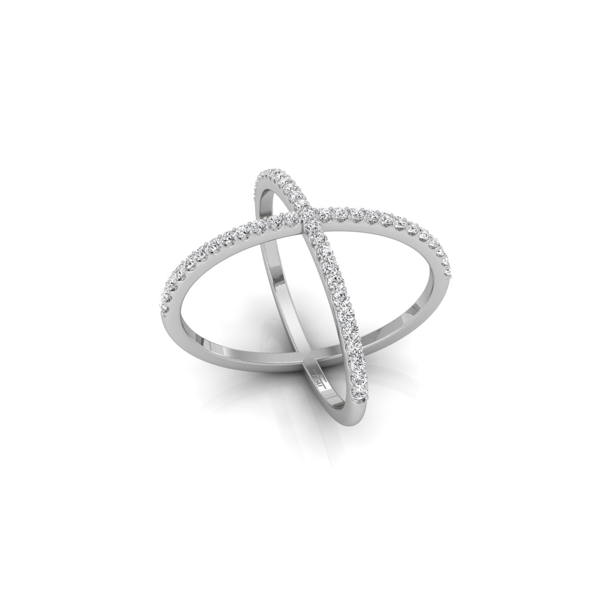 18K Crossover Diamond Ring — 3D VIEW