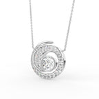 18K White Gold Spiral Round Diamond Pendant — 3D VIEW