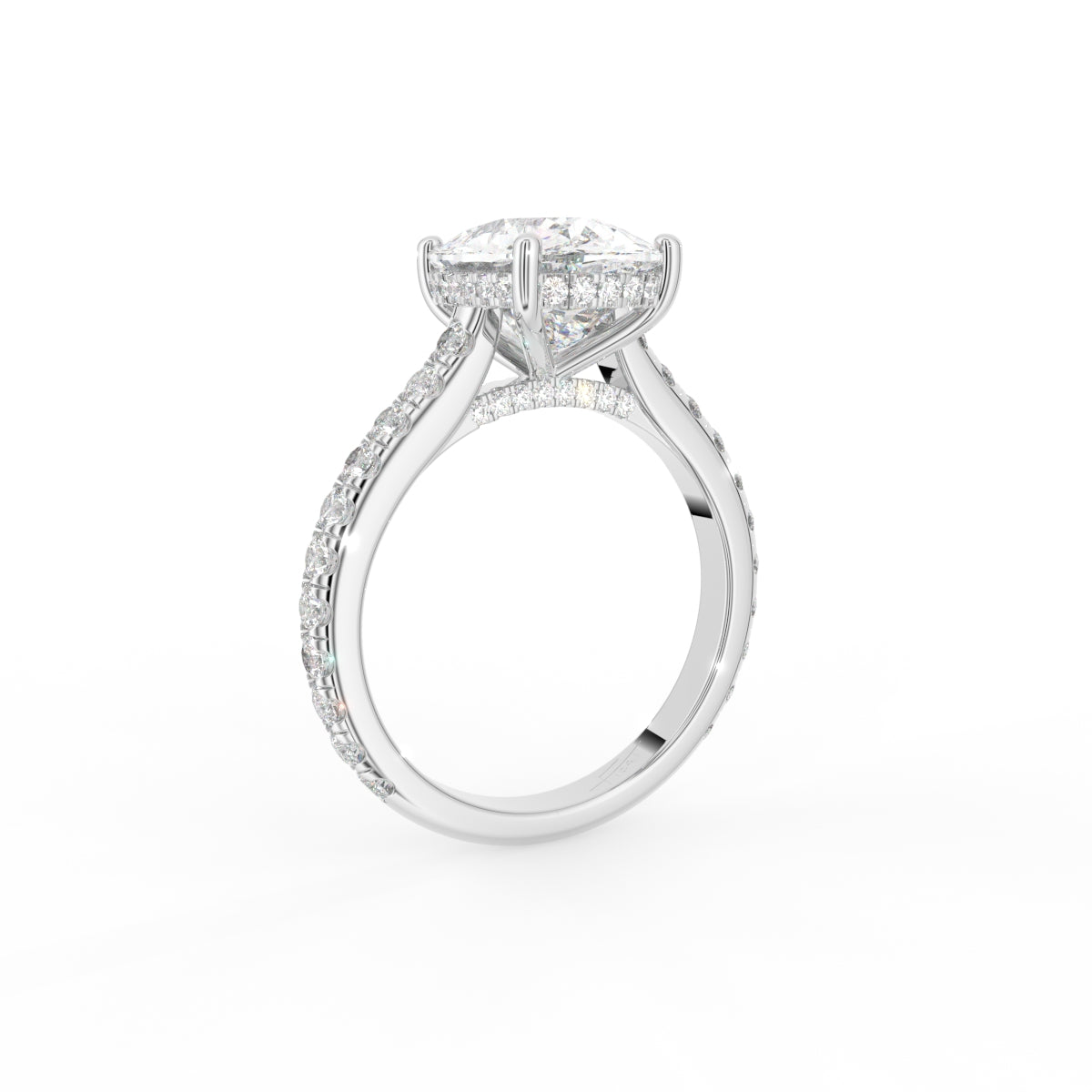 18K Solitaire Cushion Diamond Engagement Ring — 3D VIEW