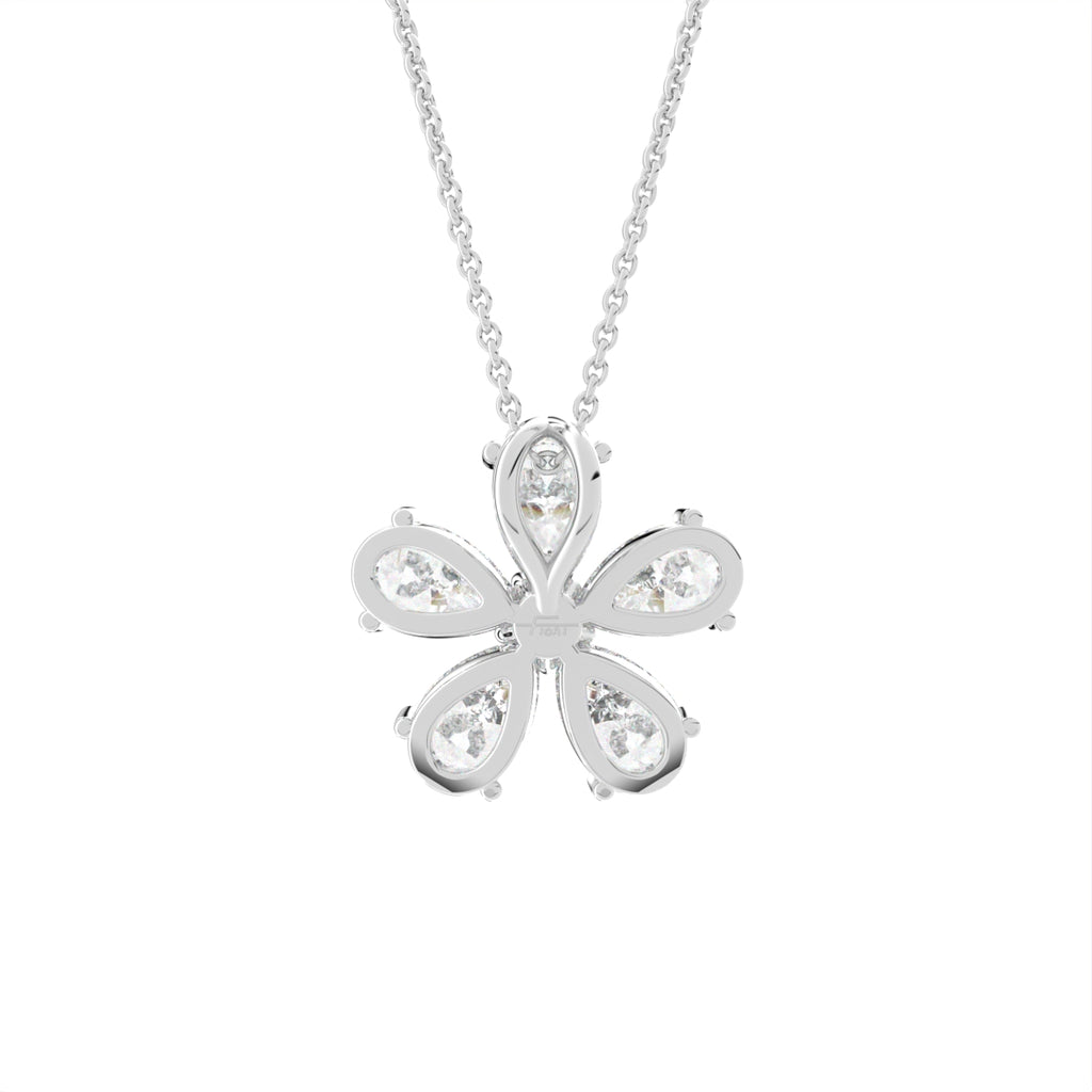 vimg:FJ4953|vimg:FJ3989|vimg:FJ4955|14K White Gold Floral Pear Diamond Pendant — BACK