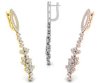 18K White Gold Round Diamond Drop Earrings — 3 COLOR