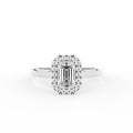18K Halo Emerald-Cut Diamond Ring — TOP