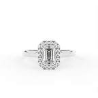18K Halo Emerald-Cut Diamond Ring — TOP