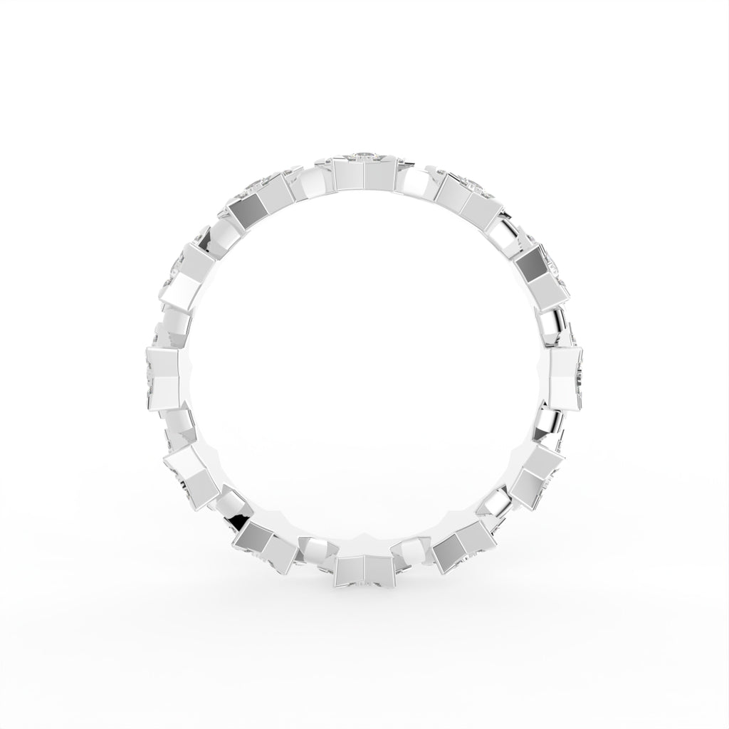 14K White Gold Star Round Diamond Ring — FRONT