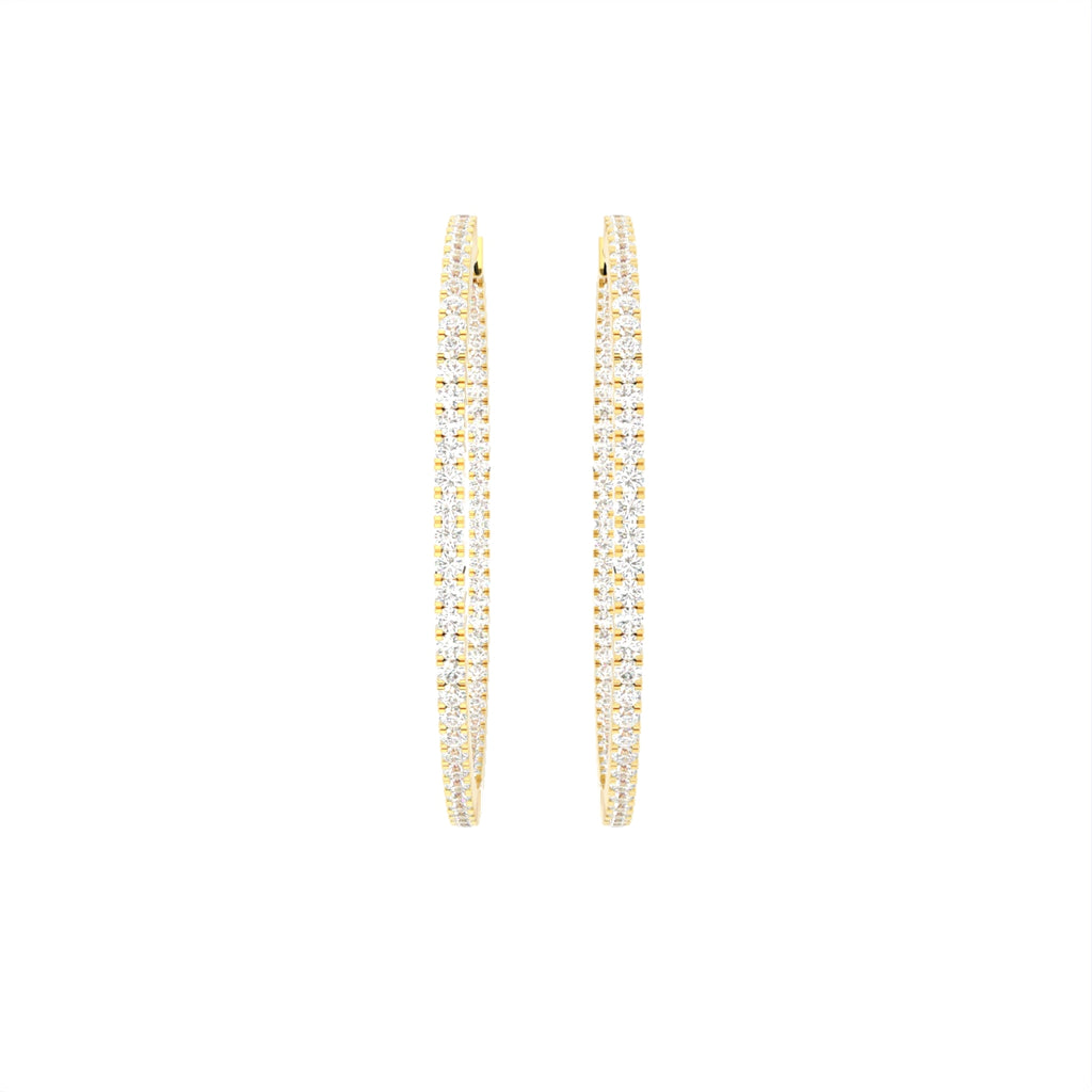 18K White Gold Round Diamond Hoop Earrings — TOP