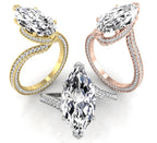 18K White Gold Marquise Diamond Engagement Ring — 3 COLOR