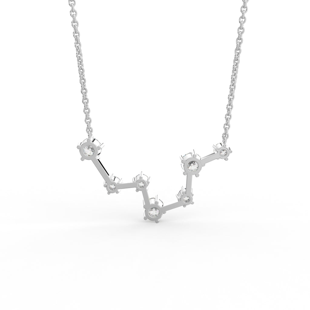 18K Rose Gold Constellation Round Diamond Pendant — BACK