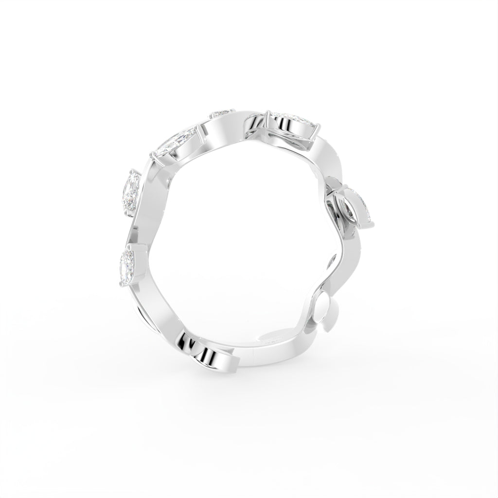 18K White Gold Marquise Diamond Band Ring — 3D VIEW