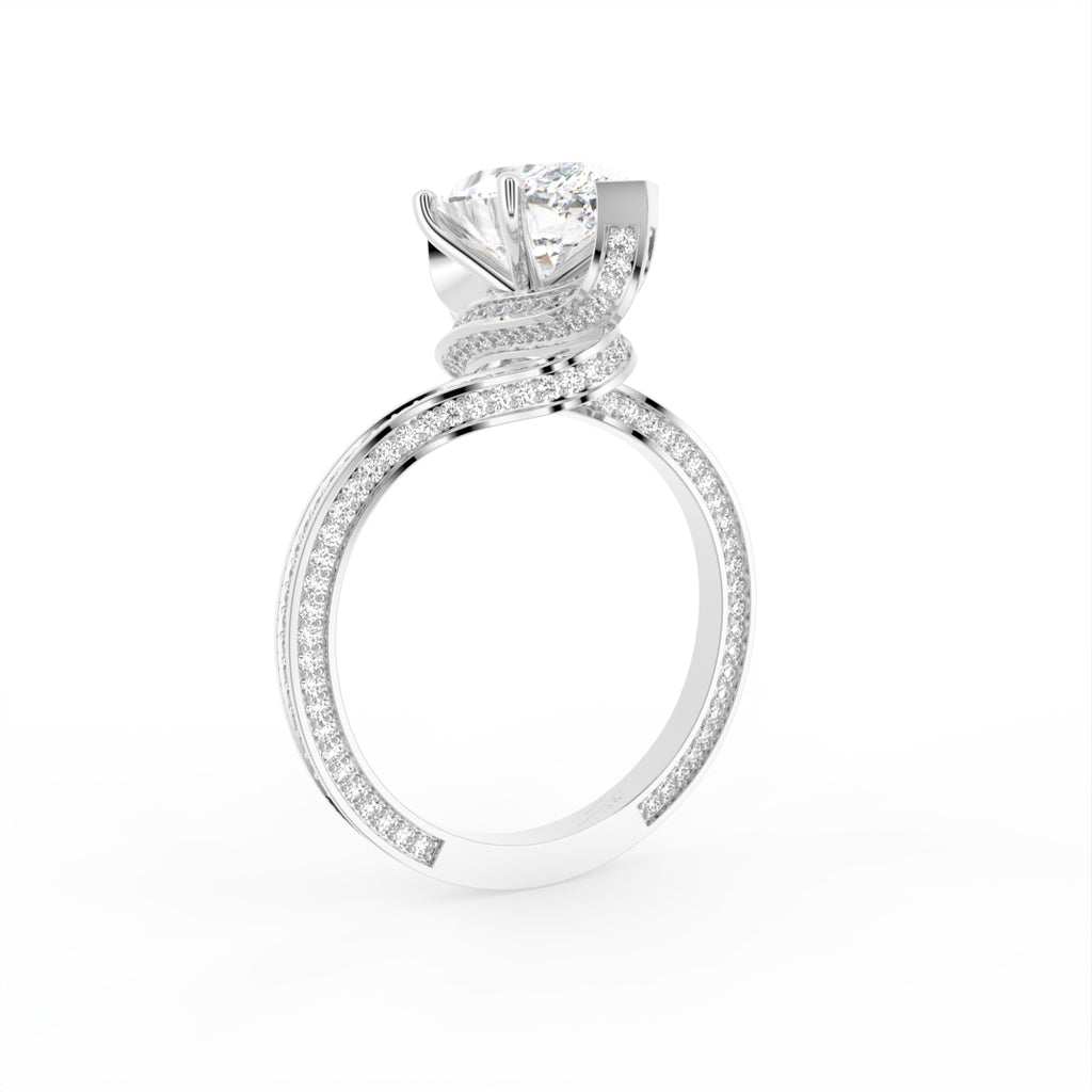 18K White Gold Marquise Diamond Engagement Ring — 3D VIEW