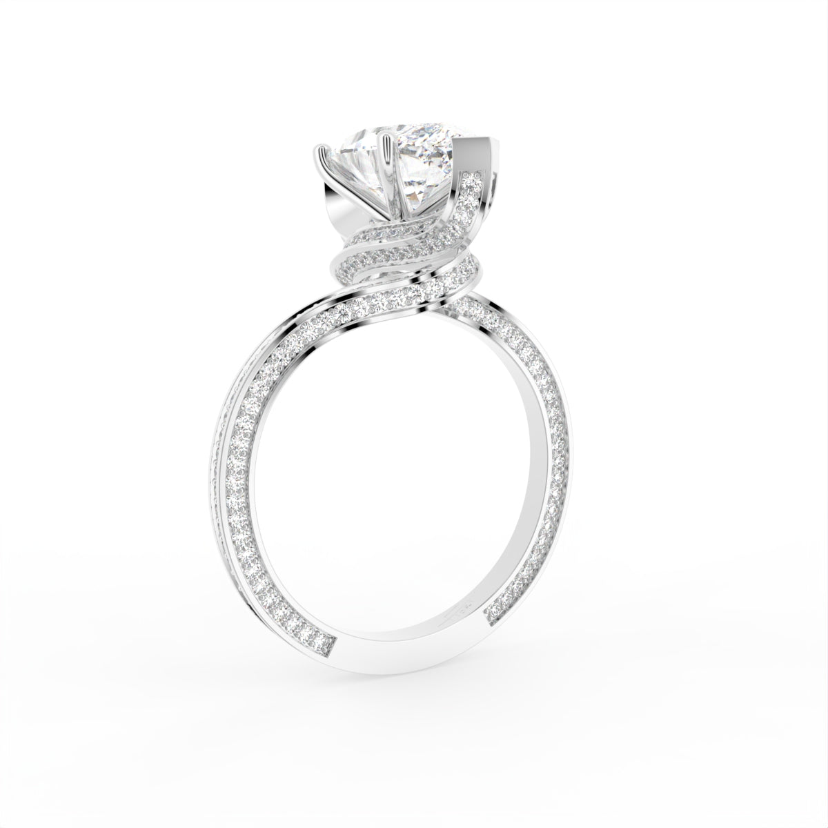 18K White Gold Marquise Diamond Engagement Ring — 3D VIEW