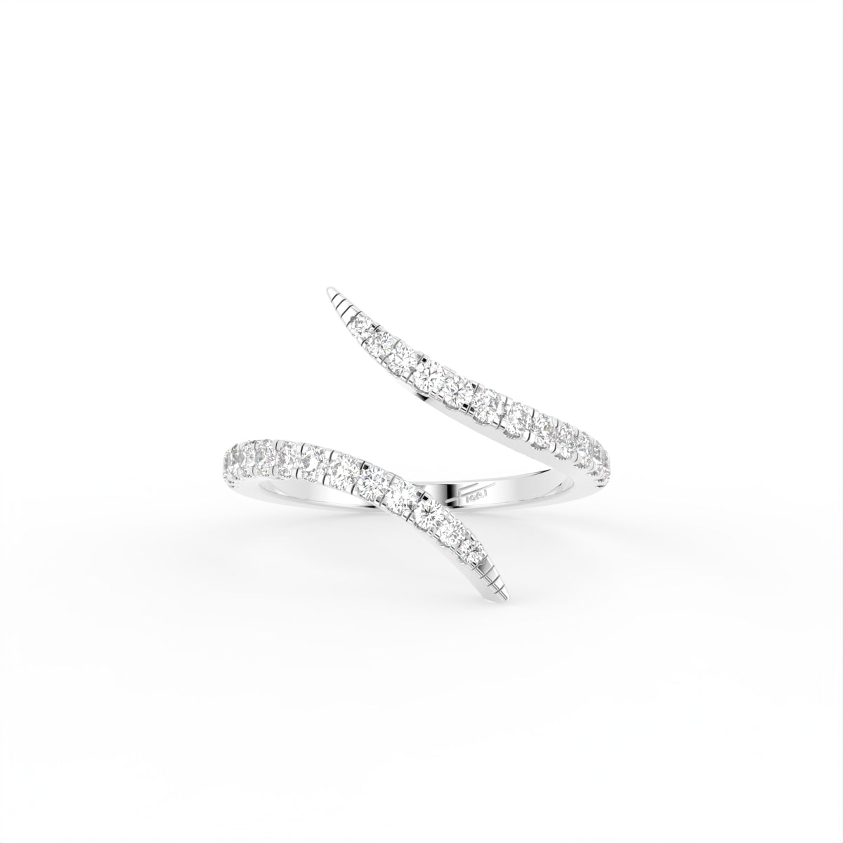 18K Rose Gold Round Diamond Open Ring — TOP