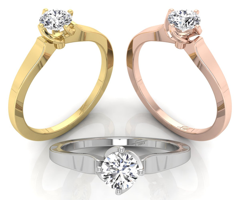 18K Solitaire Diamond Ring — 3 COLOR