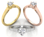 18K Solitaire Diamond Ring — 3 COLOR