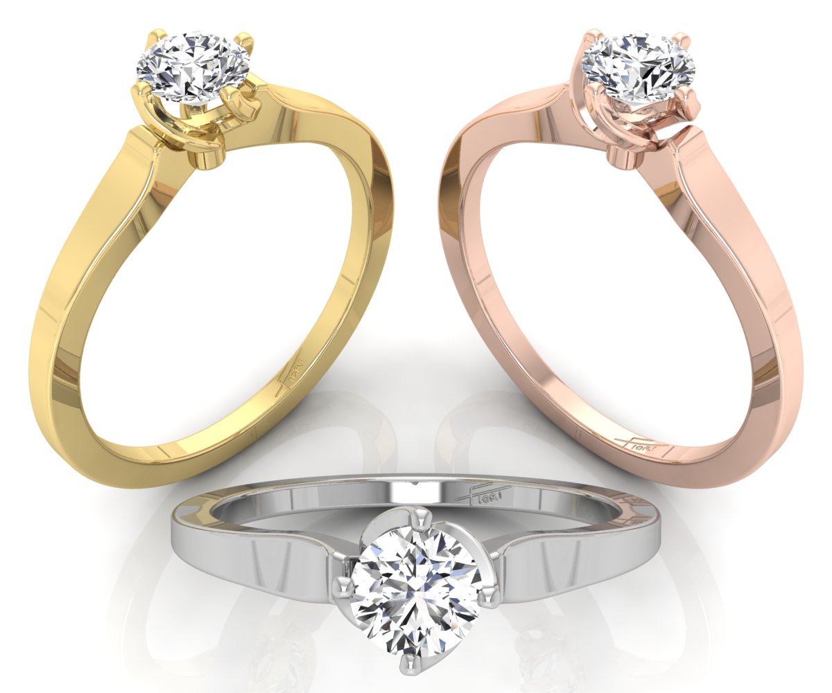 18K Solitaire Diamond Ring — 3 COLOR
