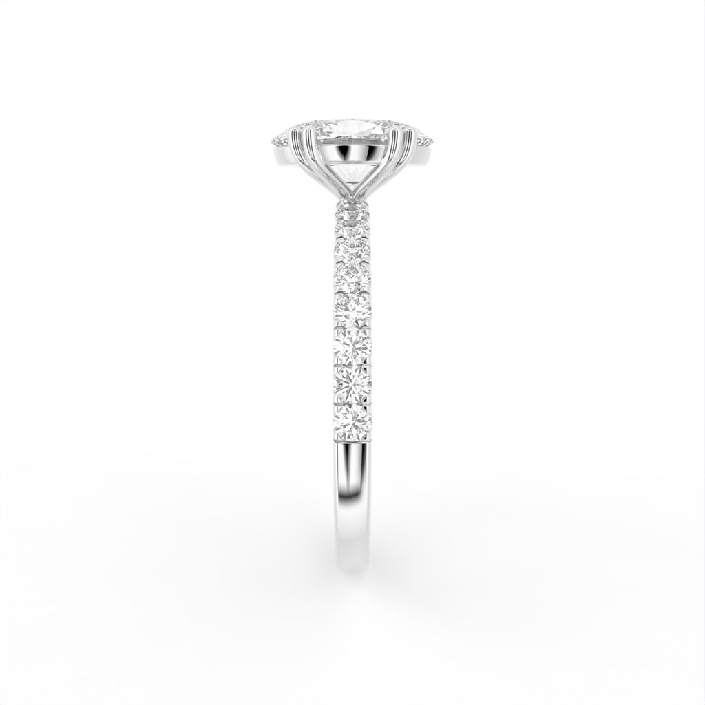 18K Solitaire Oval Diamond Engagement Ring — SIDE