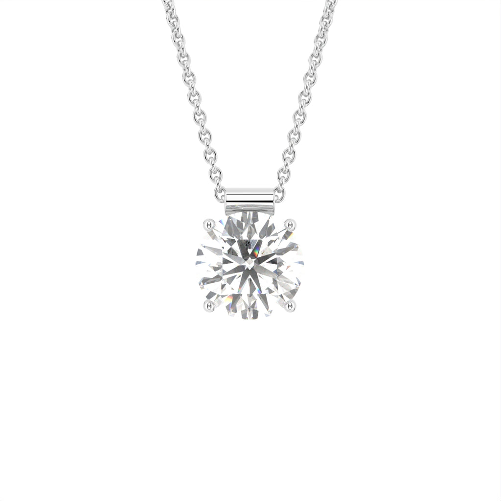 18K White Gold Solitaire Round Diamond Pendant — FRONT