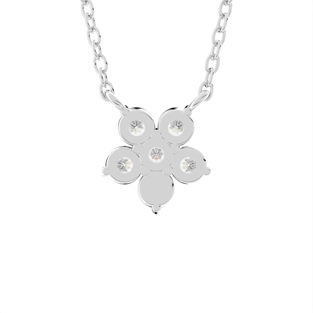 18K Floral Flower Round Diamond Pendant — BACK