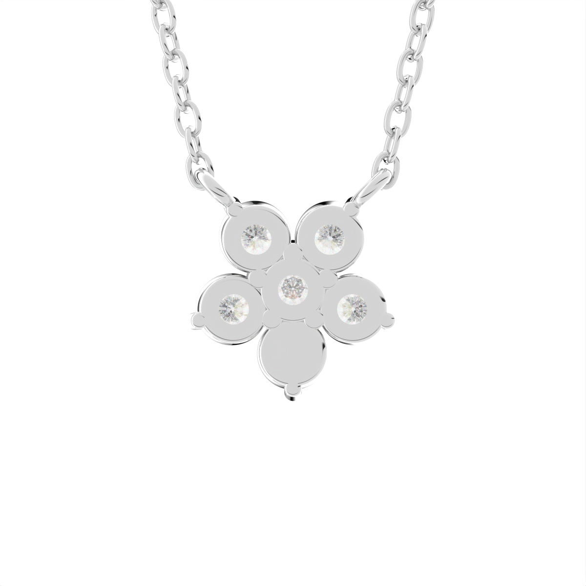 18K Floral Flower Round Diamond Pendant — BACK