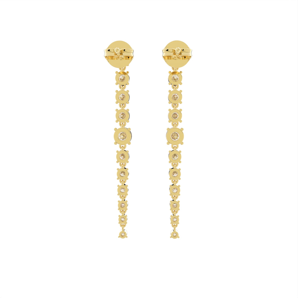 18K Round Diamond Drop Earrings — BACK